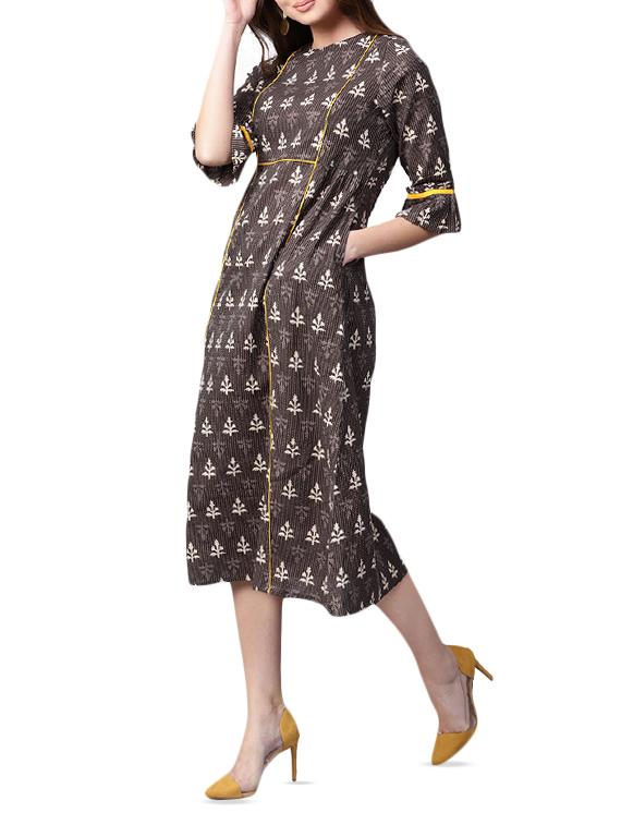 kantha stitch contrast detail a-line dress - 15052412 - Zoom Image - 2