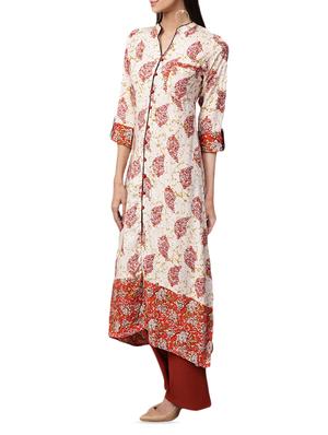 white rayon a-line kurta - 15052452 - Standard Image - 2
