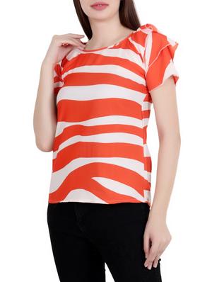 orange crepe printed top - 15053646 - Standard Image - 2