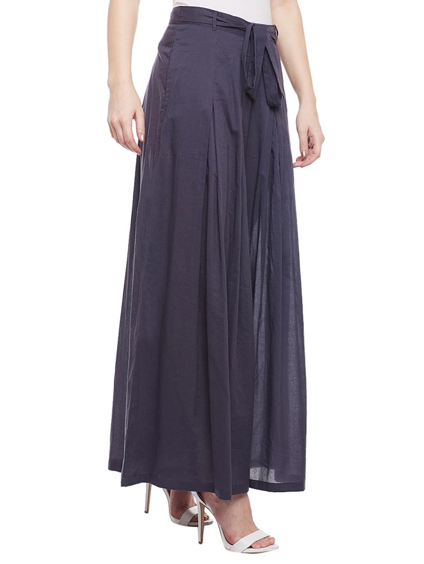 grey solid cotton palazzo - 15054068 - Zoom Image - 2