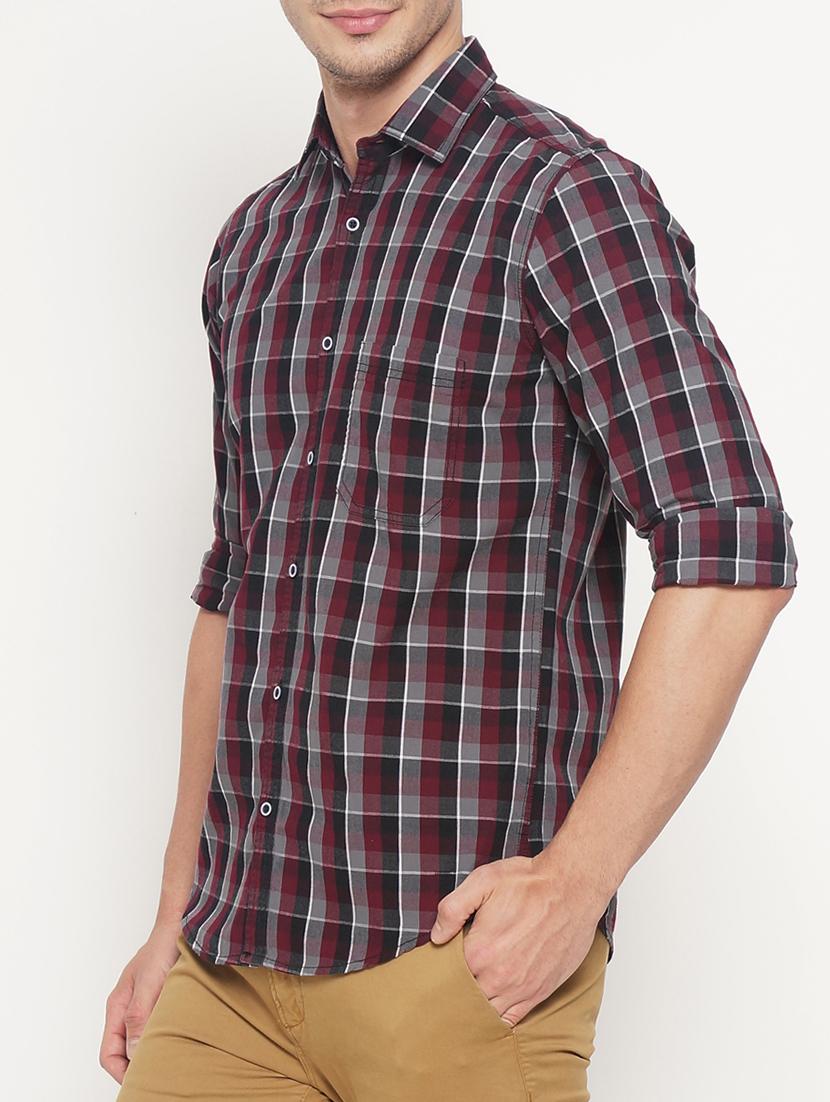 maroon cotton casual shirt - 15054105 - Zoom Image - 2