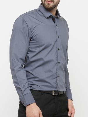 grey cotton casual shirt - 15054855 - Standard Image - 2