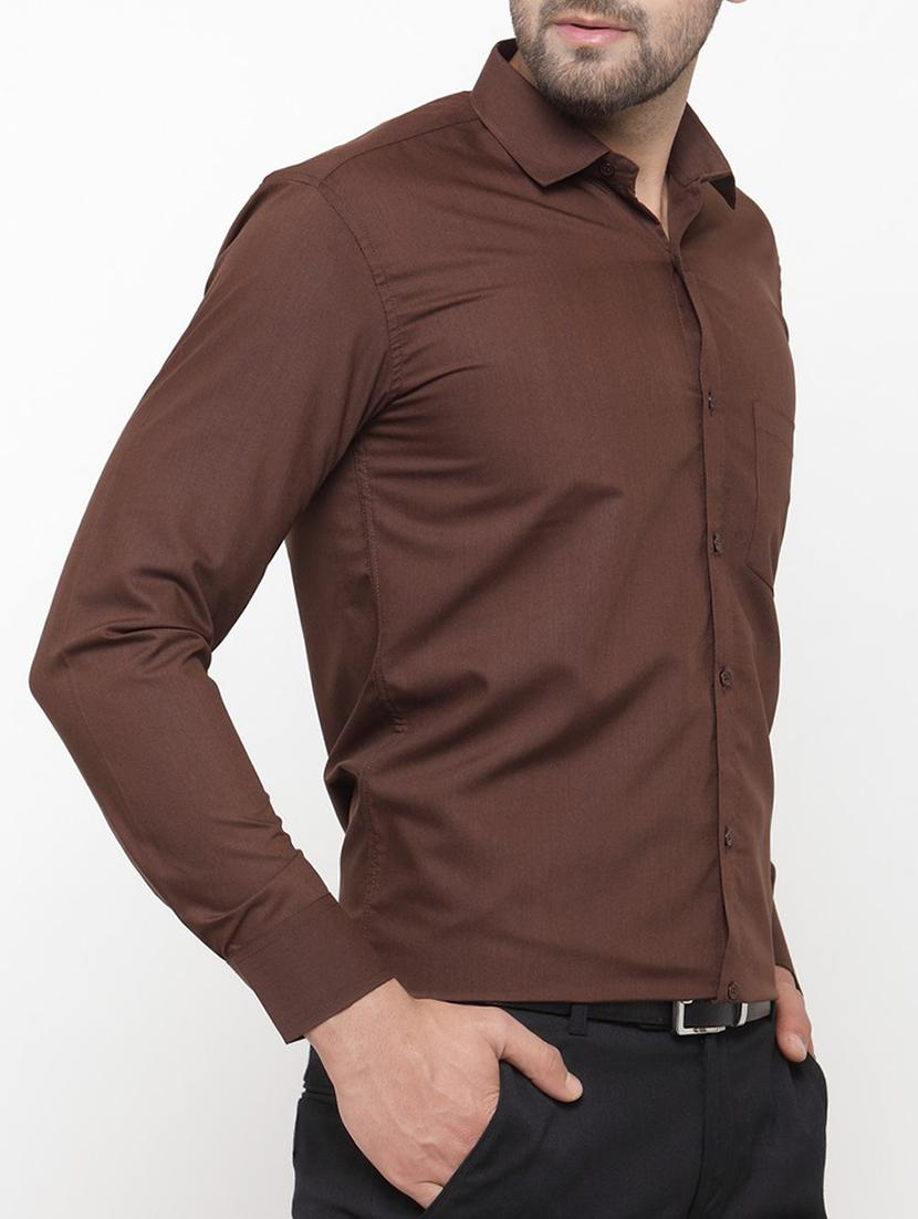 brown cotton formal shirt - 15054911 - Zoom Image - 2