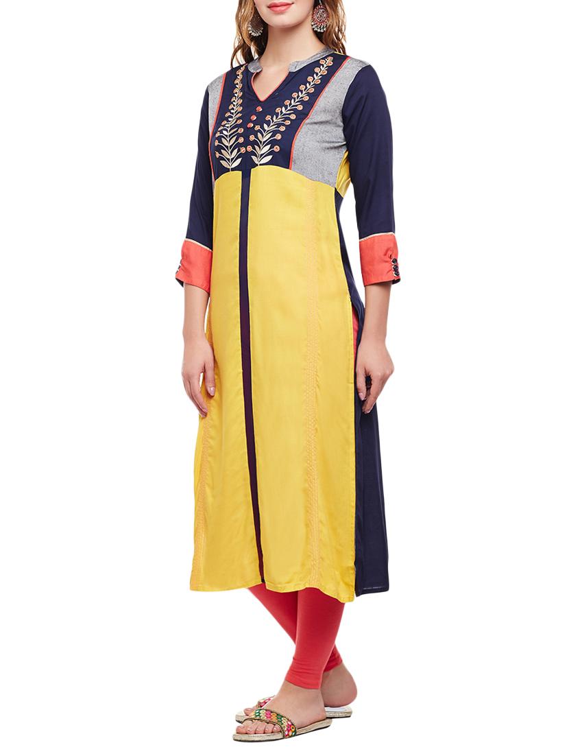 straight embroidered kurta - 15056025 - Zoom Image - 2