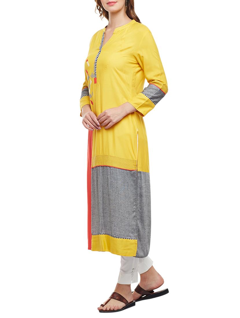 straight embroidered kurta - 15056038 - Zoom Image - 2
