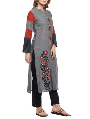 straight kurta with tassels - 15056045 - Standard Image - 2