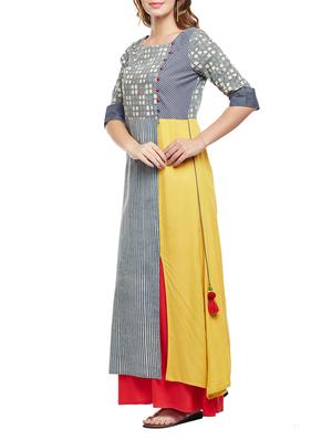 grey rayon a-line kurta - 15056065 - Standard Image - 2