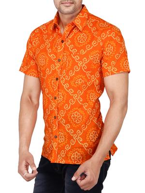 orange cotton casual shirt - 15056078 - Standard Image - 2