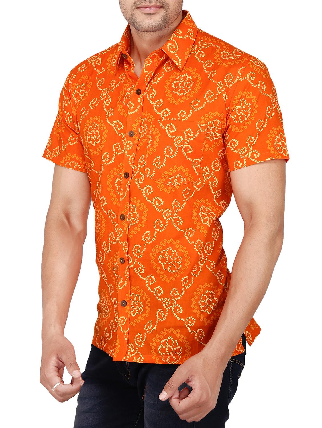 orange cotton casual shirt - 15056078 - Zoom Image - 2