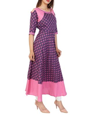 pink viscose flared kurta - 15056274 - Standard Image - 2