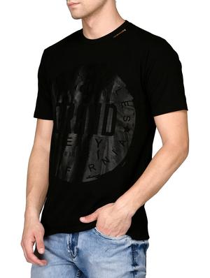 black cotton chest print t-shirt - 15056713 - Standard Image - 2
