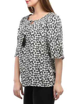 white animal printed rayon top - 15057359 - Standard Image - 2