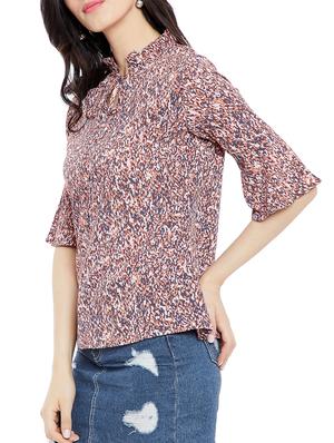brown crepe printed top - 15057363 - Standard Image - 2
