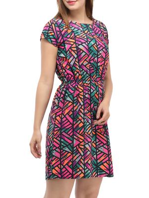 pink crepe printed fit and flare dress - 15057382 - Standard Image - 2