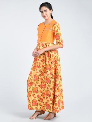 yellow rayon a-line kurta - 15057664 - Standard Image - 2