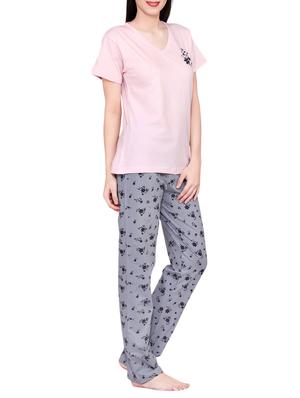 solid tee with floral pajama set - 15059004 - Standard Image - 2
