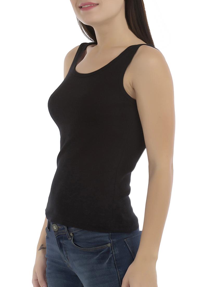 black solid cotton tank tee - 15061040 - Zoom Image - 2