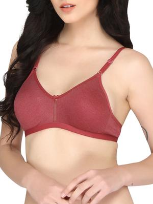 solid maroon cotton bra - 15061527 - Standard Image - 2
