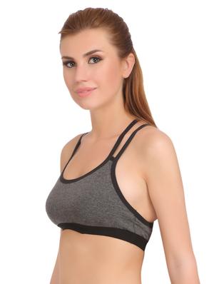 grey cotton sports bra - 15061697 - Standard Image - 2