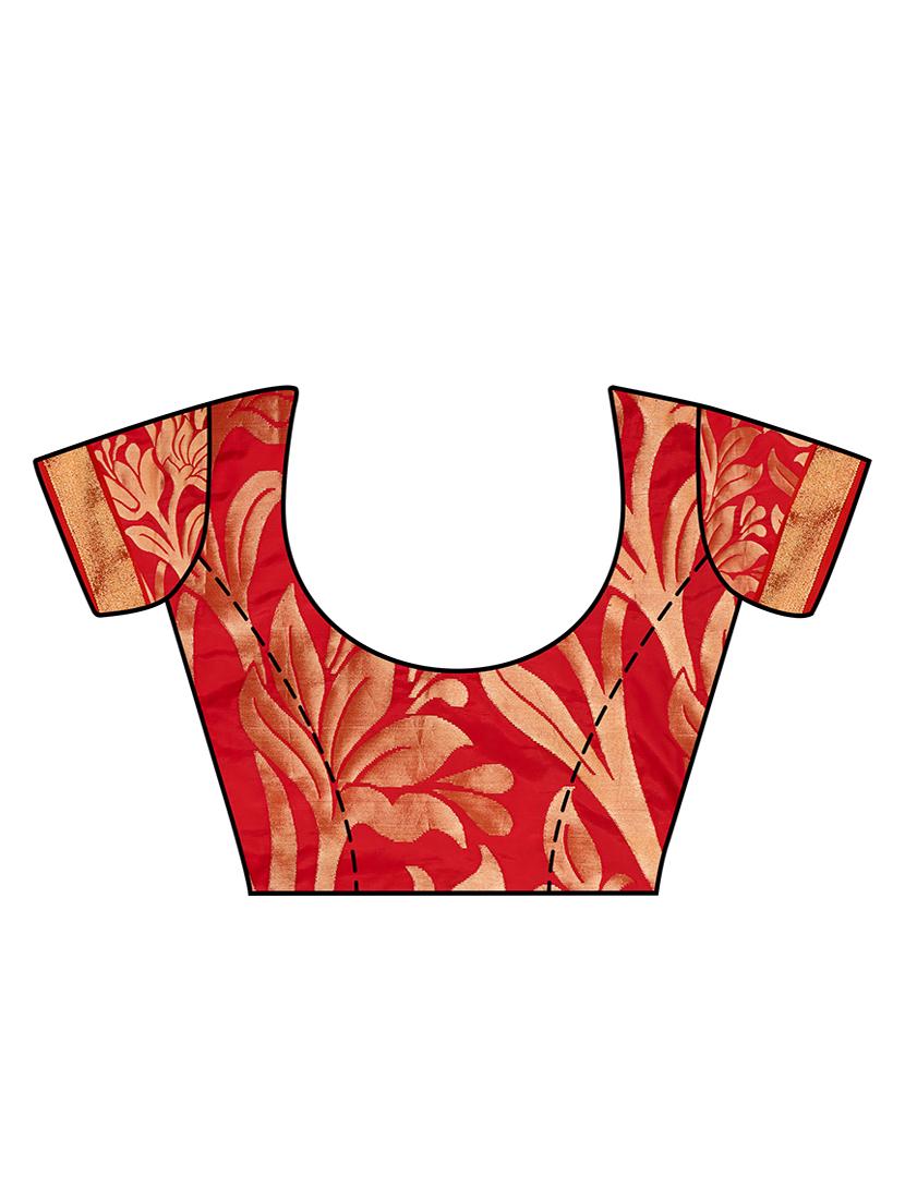 red art silk kanjivaram saree with blouse - 15063669 - Zoom Image - 5