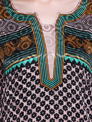 Green color crepe straight three quarter sleeve kurti - 15063846 - Standard Image - 5