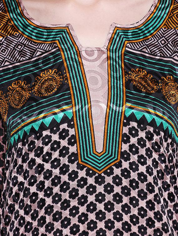 Green color crepe straight three quarter sleeve kurti - 15063846 - Zoom Image - 5