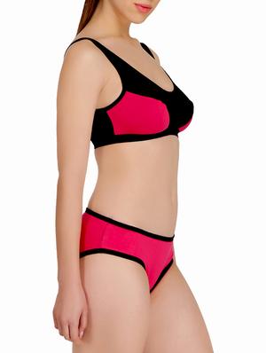 pink cotton bra and panty set - 15063977 - Standard Image - 2