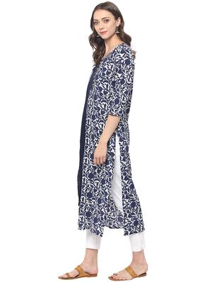 Blue cotton layered kurta - 15065113 - Standard Image - 2