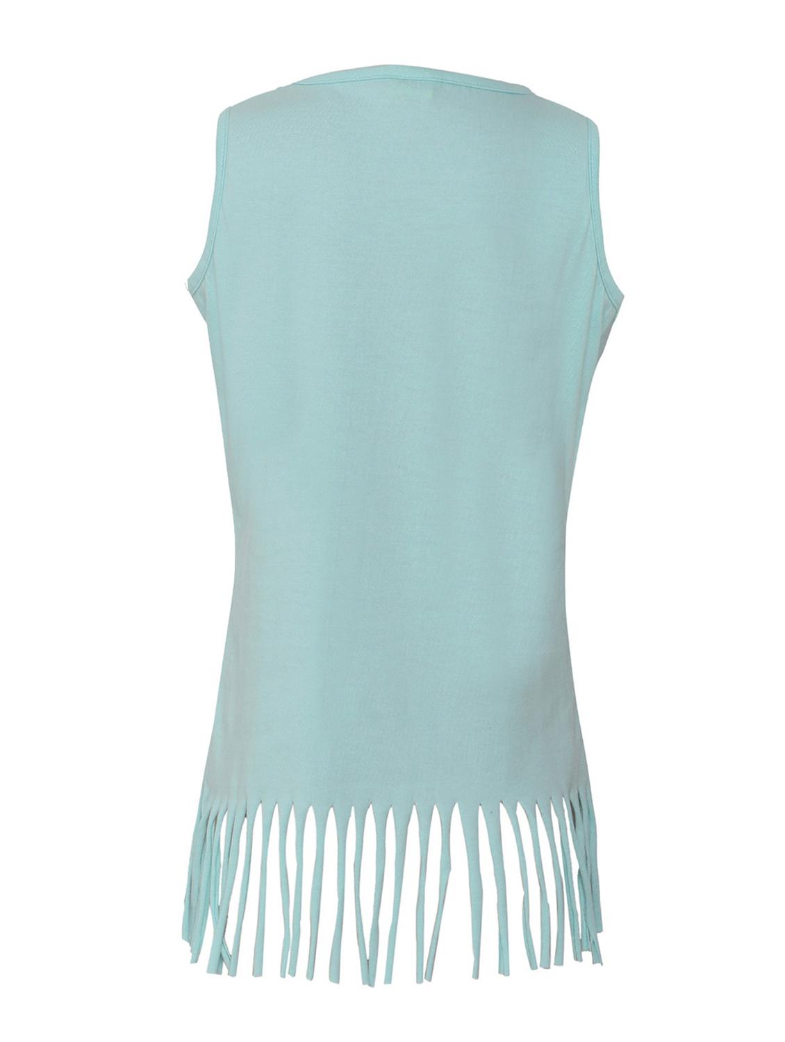 fringed hem graphic print top - 15065129 - Zoom Image - 2