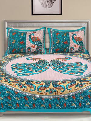 Cotton Jaipuri Traditional Double Bedsheet With 2 Pillow Covers - 15067339 - Standard Image - 2