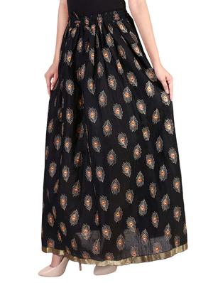 black cotton flared skirt - 15068171 - Standard Image - 2
