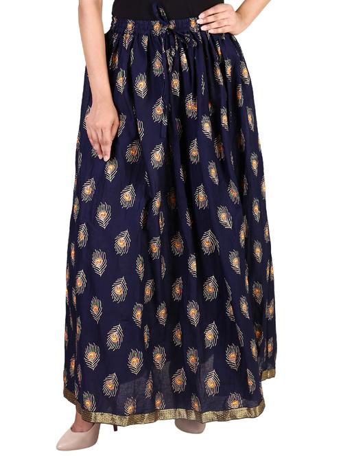 blue cotton flared skirt - 15068172 - Very Small Image - 1