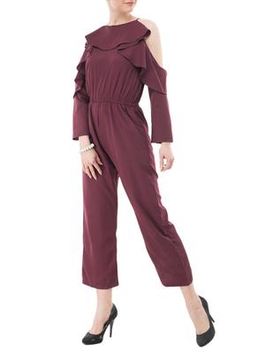 purple crepe full leg jumpsuit - 15068707 - Standard Image - 2