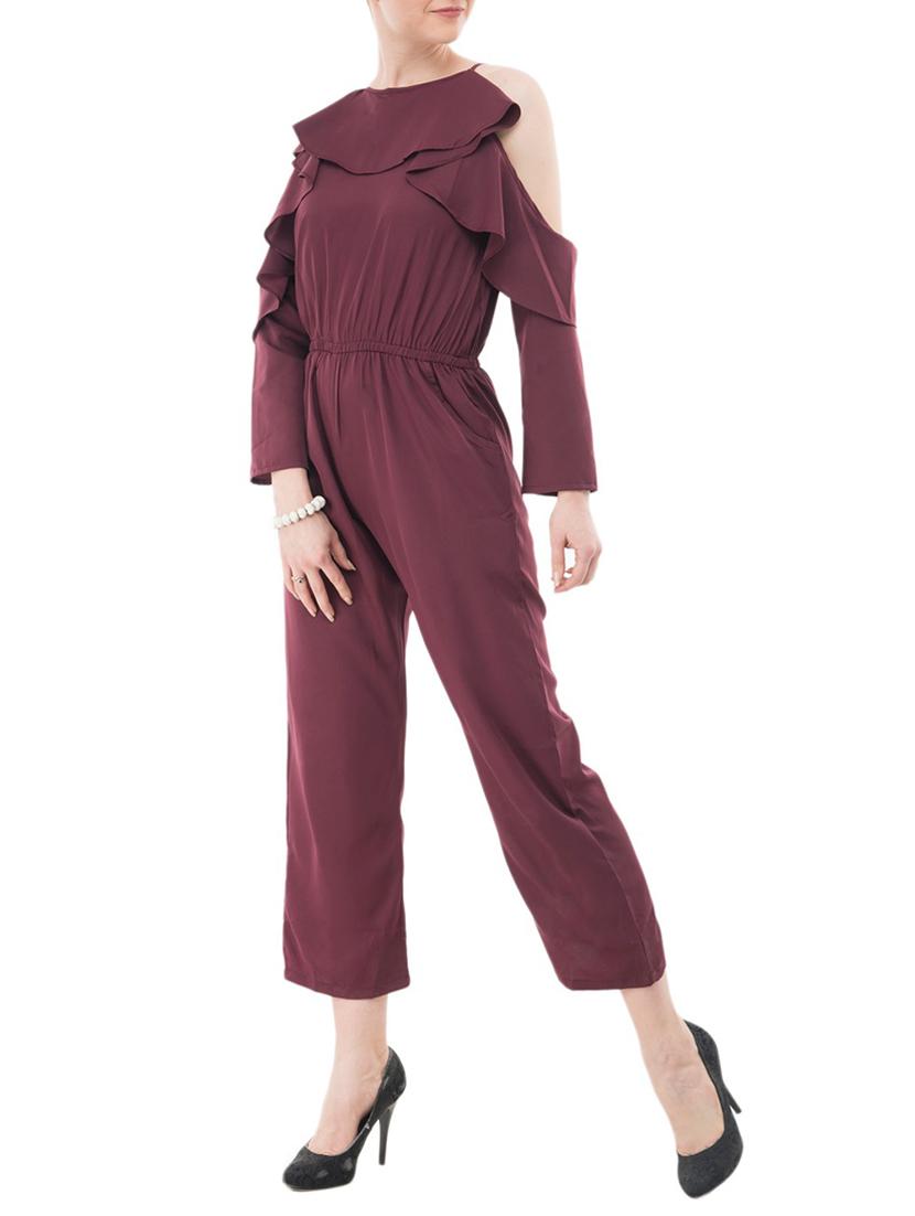 purple crepe full leg jumpsuit - 15068707 - Zoom Image - 2