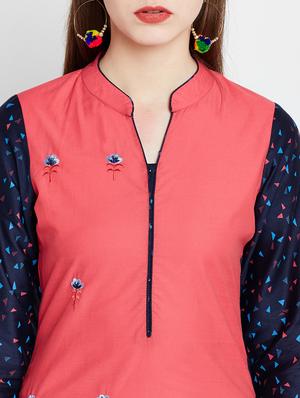 pink cotton straight kurta - 15070127 - Standard Image - 5