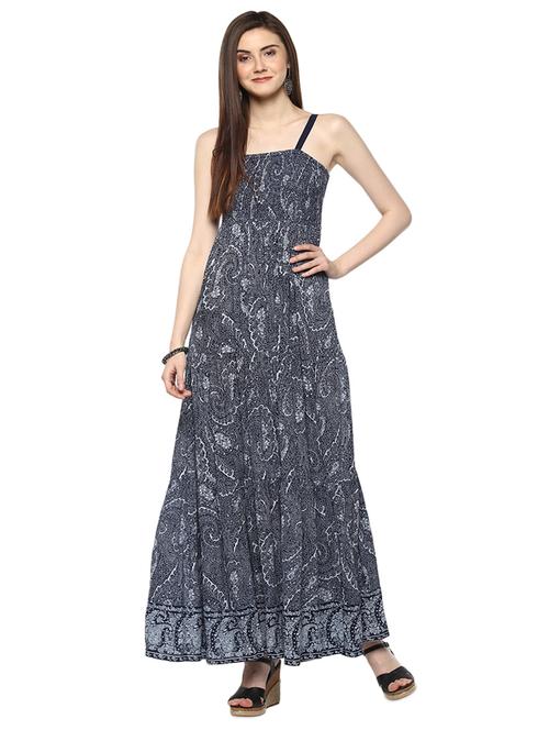 navy blue viscose maxi dress - 15070245 - Standard Image - 1