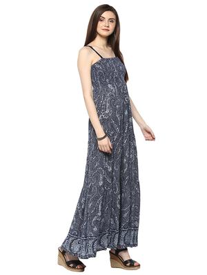 navy blue viscose maxi dress - 15070245 - Standard Image - 2