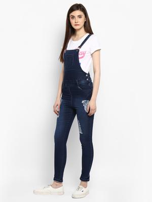 navy blue solid denim dungree - 15070424 - Standard Image - 2