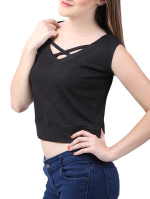 black solid crop top - 15071163 - Standard Image - 2