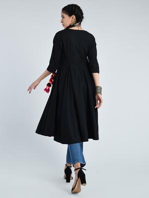 Fusion pleated yoke Dress with embroidery & tassels - 15071579 - Standard Image - 5