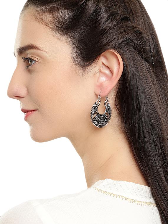 silver metal chandballi earring - 15071696 - Zoom Image - 2