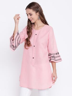 Embroidered bell sleeve kurti - 15073076 - Standard Image - 2