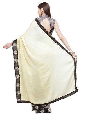 beige satin half and half saree with blouse - 15074366 - Standard Image - 2