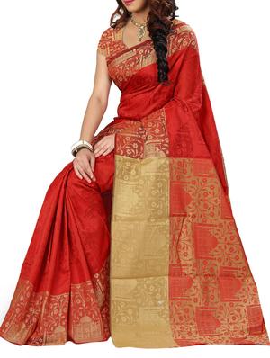 silk jacquard woven saree with blouse - 15076324 - Standard Image - 2