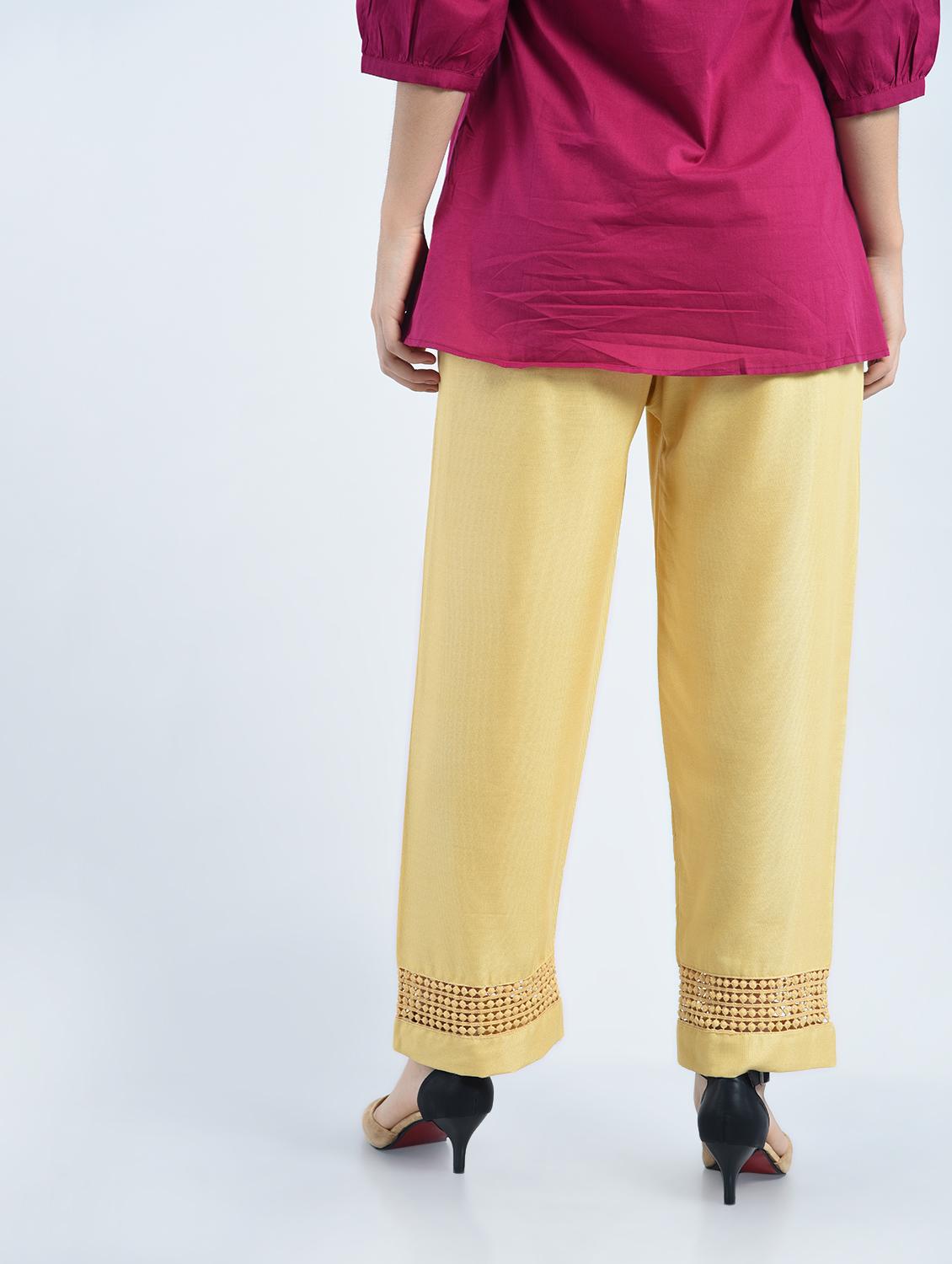 Beige rayon straight palazzo - 15077671 - Zoom Image - 2