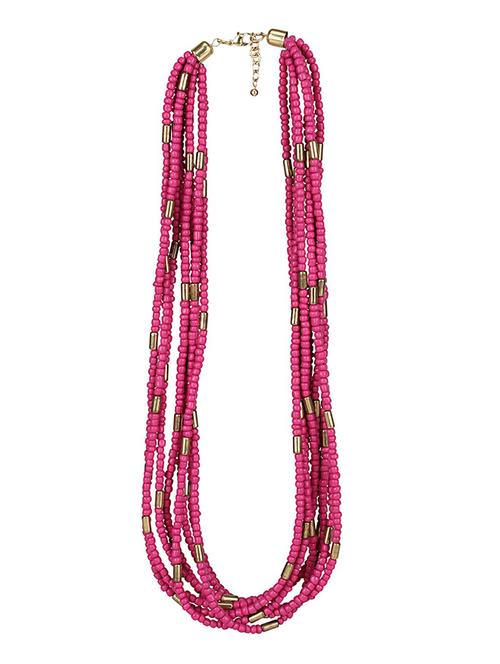 pink metal long necklace - 15078343 - Standard Image - 1