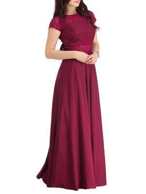 purple solid crepe gown dress - 15078413 - Standard Image - 2