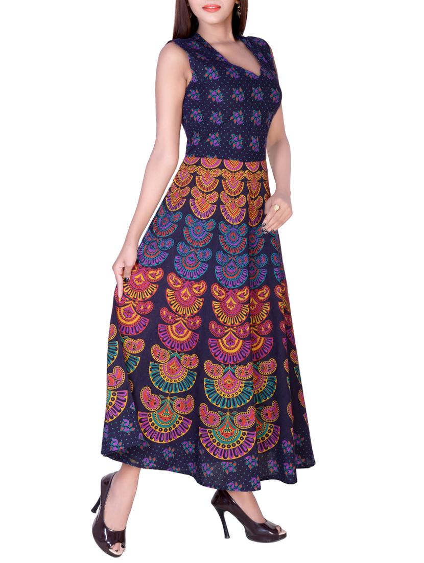 purple cotton flared kurta - 15081355 - Zoom Image - 2