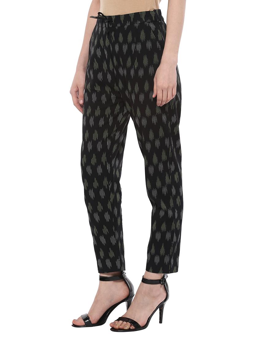 black cotton peg printed trouser - 15083575 - Zoom Image - 2