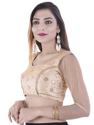 gold silk embroidered blouse - 15084760 - Standard Image - 2